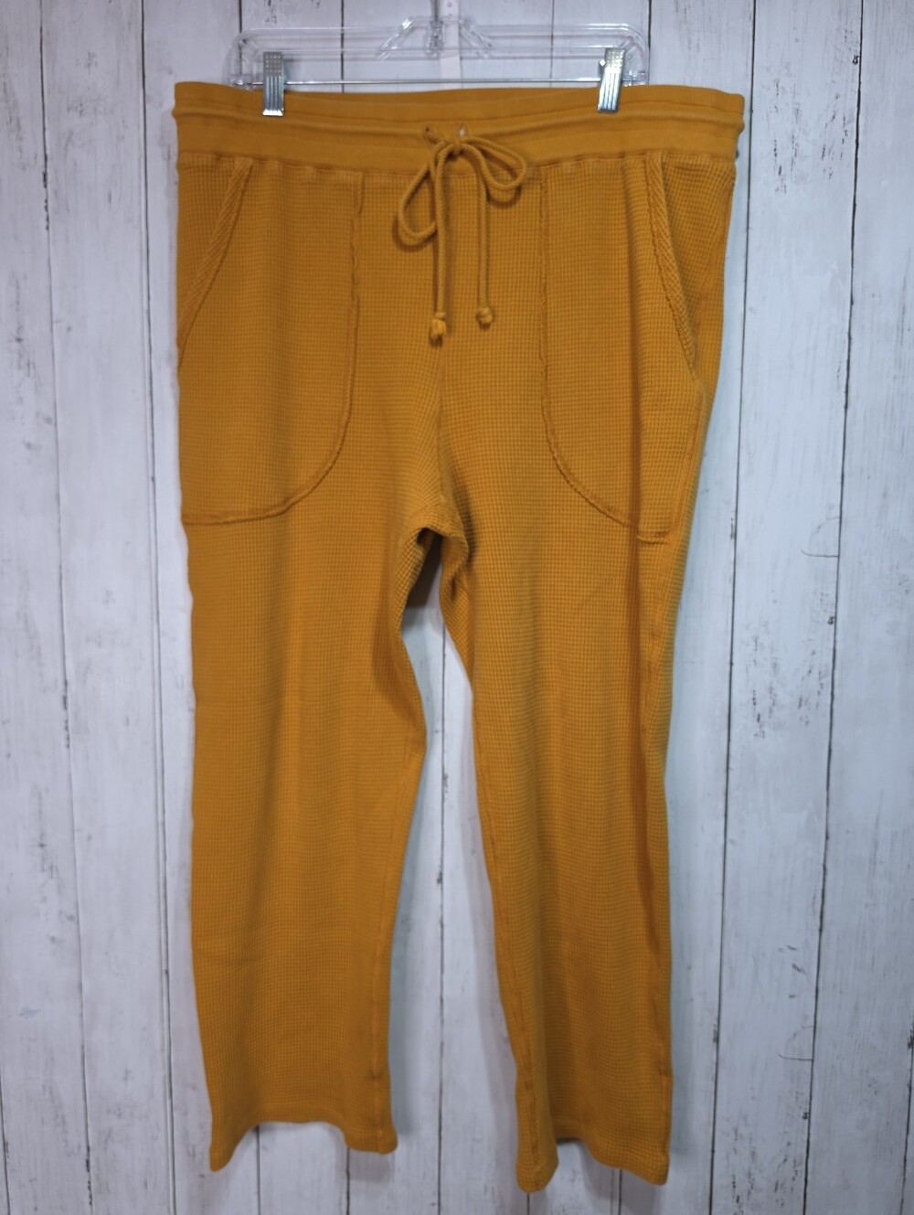 BACK BEAT CO Women's Organic Cotton Waffle Thermal Pants Pockets Size XL.